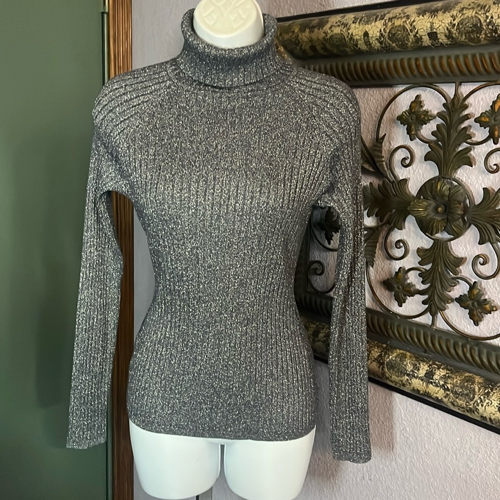 EUC INC StunningGlittering Grey Turtleneck Sweater Sz M